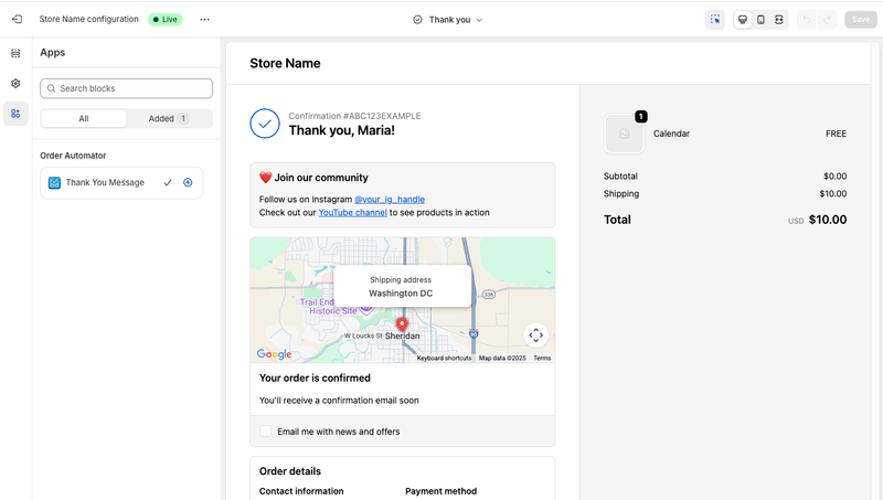 Customizing the Shopify thank you page