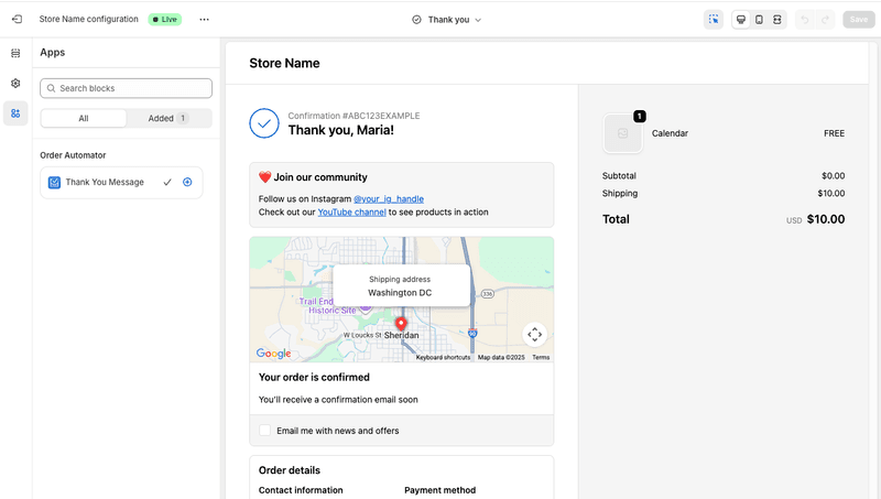 Customizing the Shopify thank you page