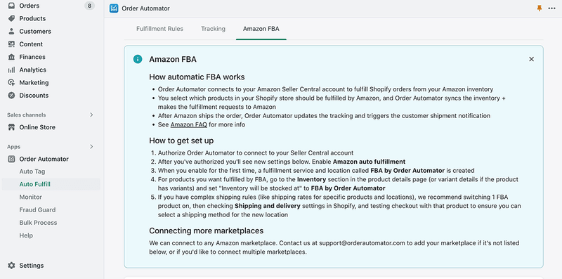 Connecting Shopify to Amazon MCF