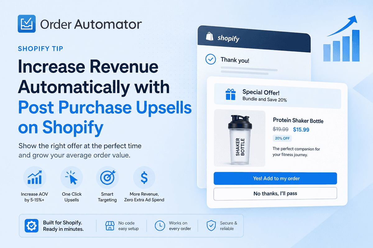 Boost Revenue Automatically with Post Purchase Upsells on Shopify