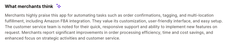 Merchants highly praise the app for automating tasks and value its customization, user-friendly interface, and easy setup